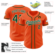 Custom Orange Green-White Authentic Baseball Jersey