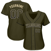 Custom Olive Black-Cream Authentic Drift Fashion Salute To Service Baseball Jersey