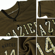 Custom Olive Camo-Black Authentic Salute To Service Baseball Jersey