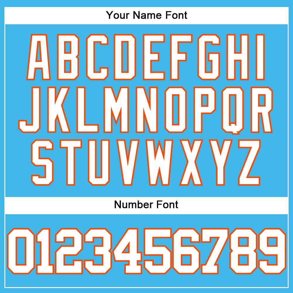 Custom Sky Blue White-Orange Authentic Baseball Jersey