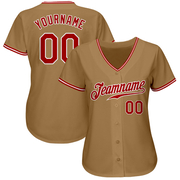 Custom Old Gold Red-White Authentic Baseball Jersey