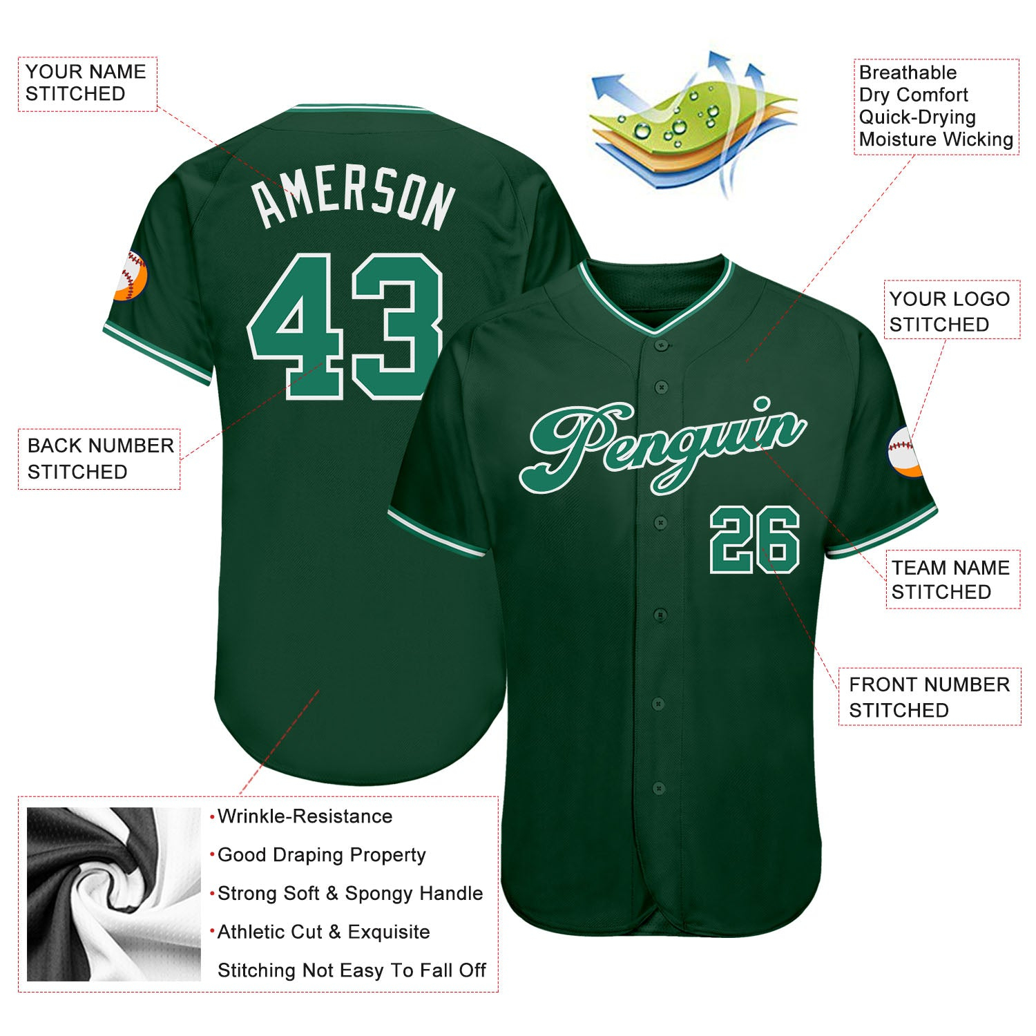 Custom Green Kelly Green-White Authentic Baseball Jersey
