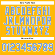 Custom Women's Gold Light Blue-White V-Neck Cropped Baseball Jersey