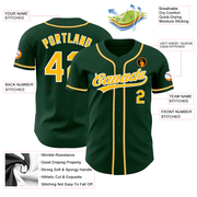 Custom Green Gold-White Authentic Baseball Jersey