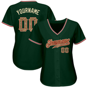 Custom Green Camo-Red Authentic Baseball Jersey