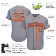 Custom Gray Orange-Navy Authentic Drift Fashion Baseball Jersey