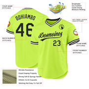 Custom Neon Green Black-White Authentic Throwback Baseball Jersey