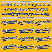 Custom Gold Navy-White Authentic Throwback Baseball Jersey