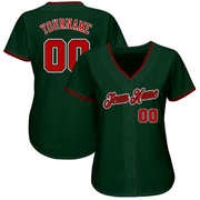 Custom Green Red-Black Authentic Baseball Jersey