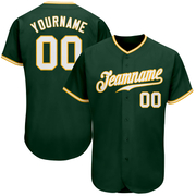 Custom Green White-Gold Authentic Baseball Jersey