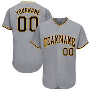 Custom Gray Black-Gold Baseball Jersey