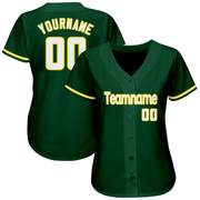 Custom Green White-Gold Authentic Baseball Jersey