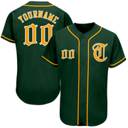 Custom Green Gold-White Authentic Baseball Jersey