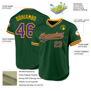 Custom Green Purple-Gold Authentic Throwback Baseball Jersey