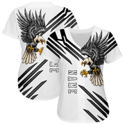 Custom White White-Black 3D Eagle Authentic Baseball Jersey
