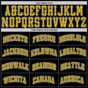 Custom Black Gold-White Authentic Skull Fashion Baseball Jersey