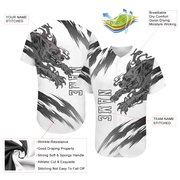 Custom White White-Black 3D Wolf Authentic Baseball Jersey