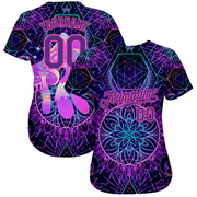Custom 3D Pattern Design Magic Mushrooms Over Sacred Geometry Psychedelic Hallucination Authentic Baseball Jersey