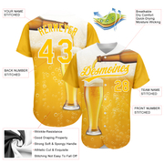 Custom Yellow White 3D Pattern Design Beer Authentic Baseball Jersey