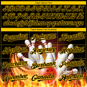 Custom Black Gold 3D Pattern Design Flame Bowling Authentic Baseball Jersey