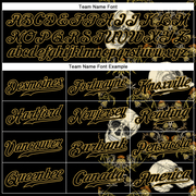Custom Black Old Gold 3D Plant And Skull Fashion Authentic Baseball Jersey