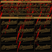 Custom Black Black Red-Old Gold 3D Pattern Design Authentic Baseball Jersey