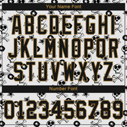 Custom White Black-Old Gold 3D Skull Fashion Authentic Baseball Jersey
