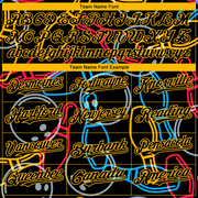 Custom Black Gold 3D Pattern Design Bowling Authentic Baseball Jersey