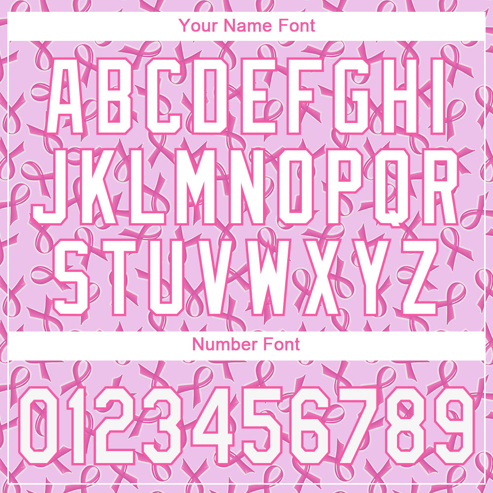 Custom Pink White 3D Pattern Design Breast Cancer Authentic Baseball Jersey