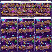 Custom Graffiti Pattern Gold-Purple 3D Clashing Colors Paint-Splatter Authentic Baseball Jersey
