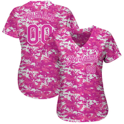 Custom Camo Deep Pink-Black 3D Pink Ribbon Breast Cancer Awareness Month Women Health Care Support Authentic Baseball Jersey