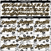 Custom White Black-Old Gold 3D Skull Fashion Authentic Baseball Jersey