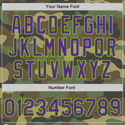 Custom Camo Purple-Neon Green Authentic Salute To Service Baseball Jersey