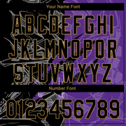 Custom Graffiti Pattern Black Purple-Old Gold 3D Scratch Authentic Baseball Jersey