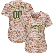 Custom Camo Olive-Cream Authentic Salute To Service Baseball Jersey