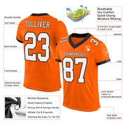 Custom Orange White-Black Mesh Authentic Football Jersey