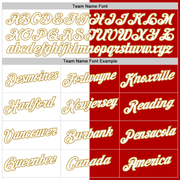 Custom Red White-Old Gold Split Fashion Performance T-Shirt