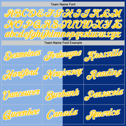 Custom Royal Yellow-Light Blue Split Fashion Performance T-Shirt