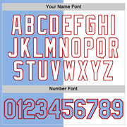 Custom Light Blue White-Red Split Fashion Performance T-Shirt