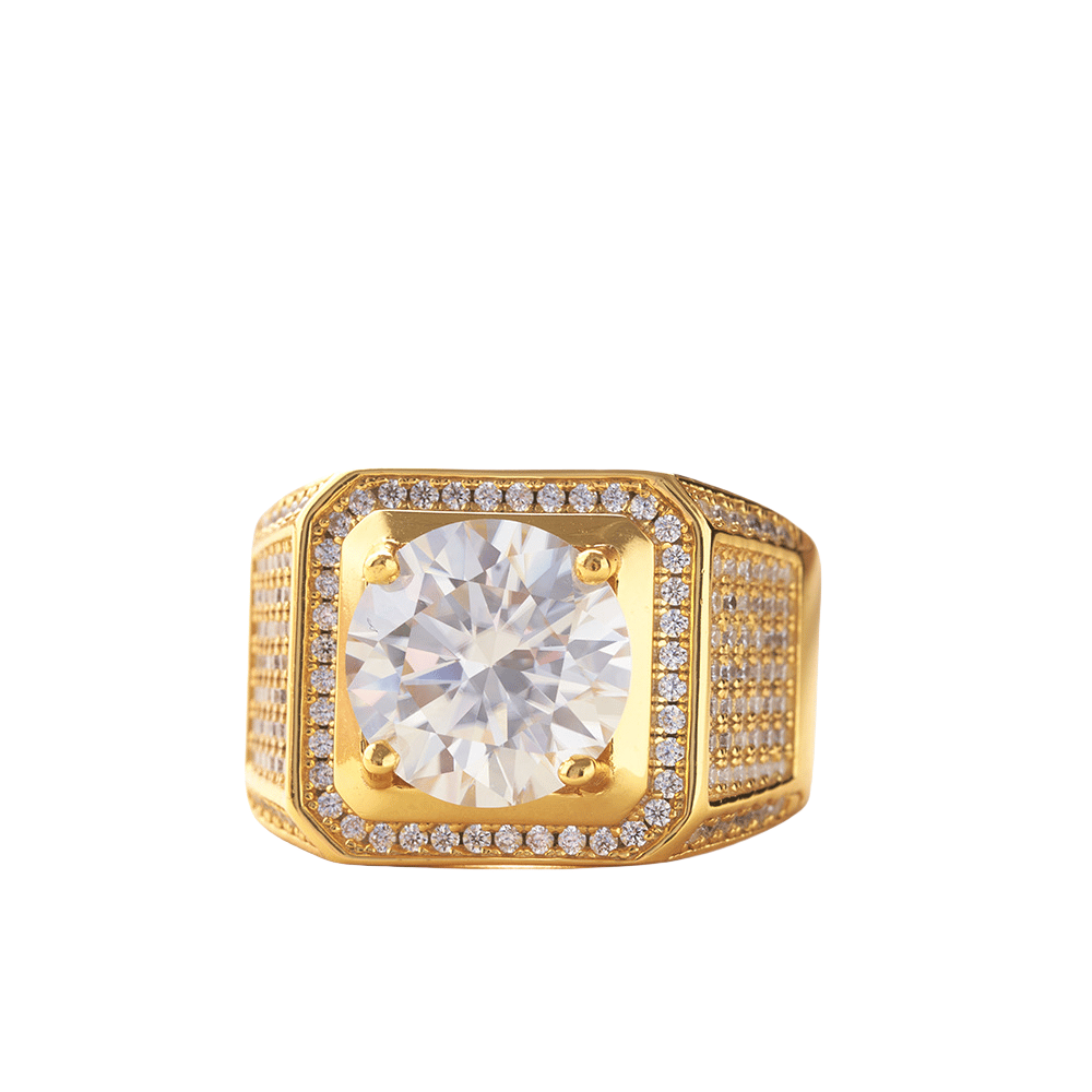 A men's ring with a full carat of diamonds, exquisitely crafted and imposing S925 silver moissanite ring