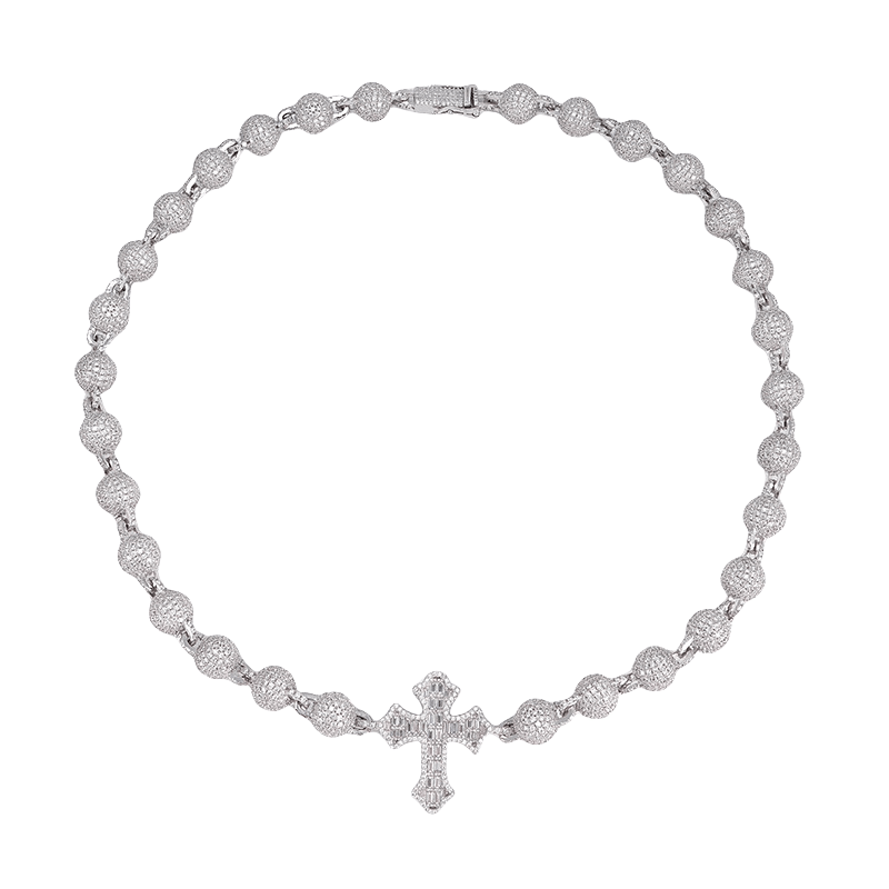 The new European and American necklace is fully set with Moissanite and S925 silver Cuban chain, a men's hip-hop accessory