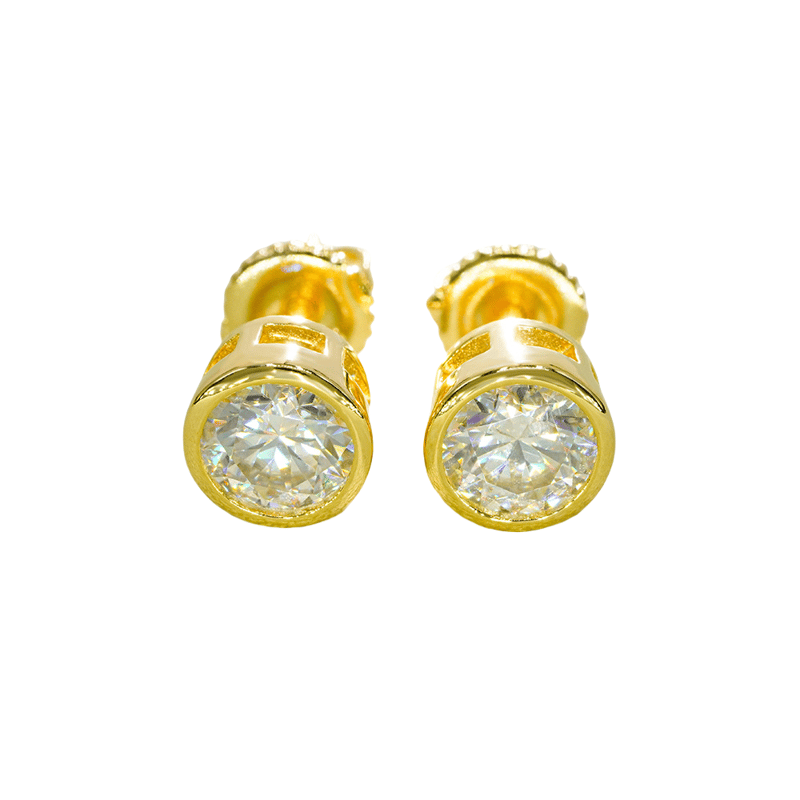 New round-wrapped colored moissanite 1.6-carat 925 silver-gold stud earrings