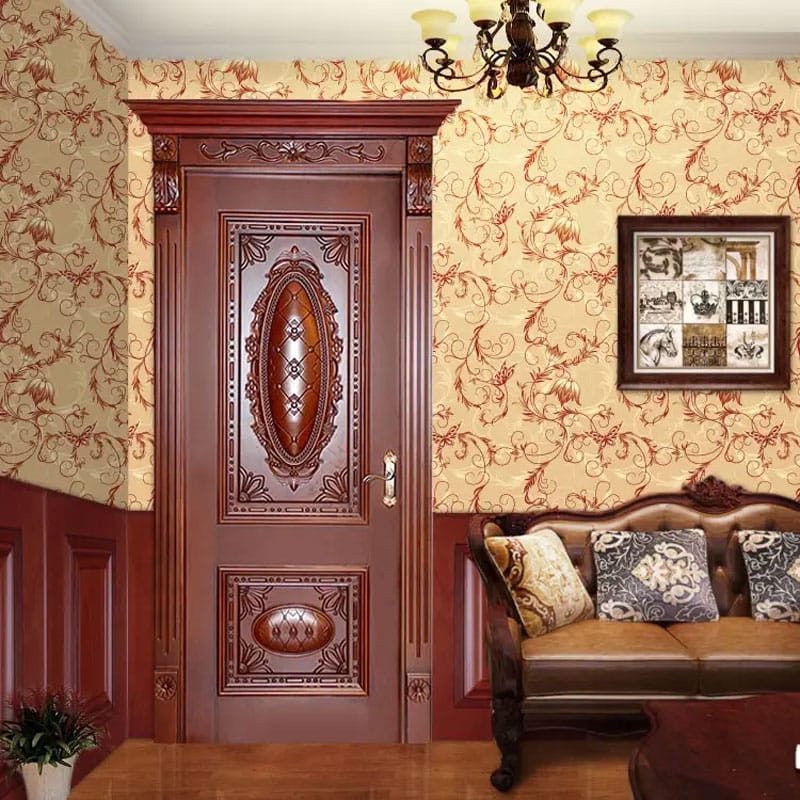 European Retro Model Wooden Door Design Factory Direct Sales Silent Walnut Pure Solid Wood Door