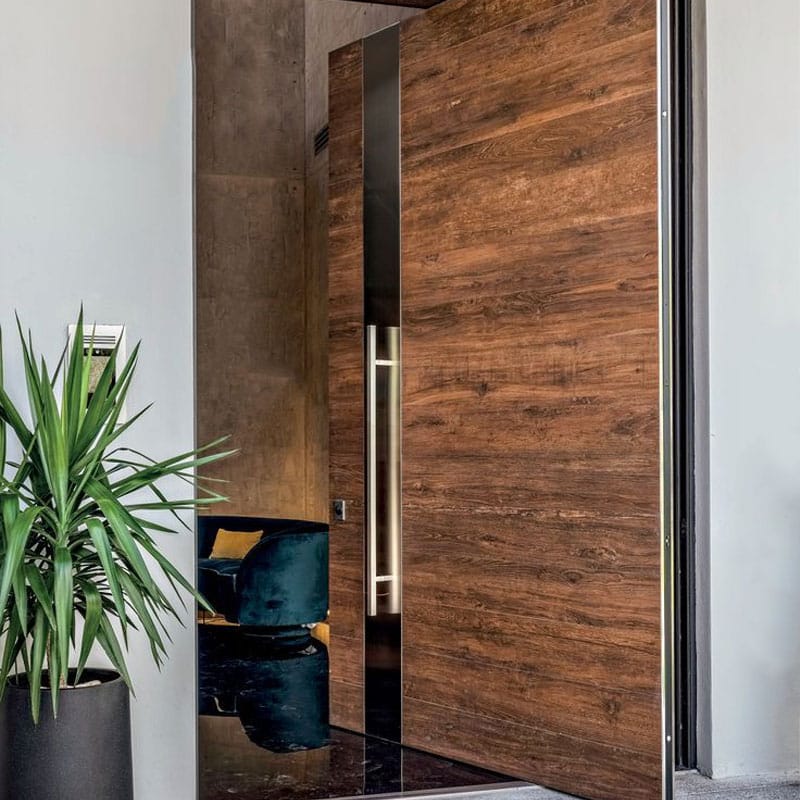 Factory Direct American Simple Solid Wood Veneer Large Panel Pivot Door Villa Courtyard Solid Wood Pivot Door Custom Design
