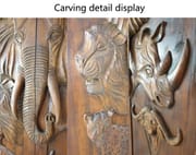 Kenya High Quality Home Security Double Carved Elephant Appearance Main Entrance Solid Wood Door Design