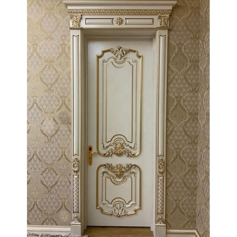 Factory Hot Selling European Style Luxury White Solid Wood Door for Interior Bedroom Doors