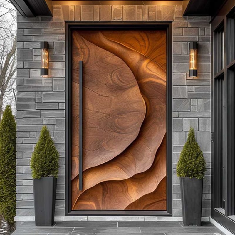 Modern Design Villa Exterior High-end Main Solid Wood Entry Door for Houses Outside Front Door