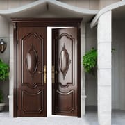 Exterior Front Entry Carving Teak Solid Wood Doors Customized Main Entrance Double Carved Wooden Door Design