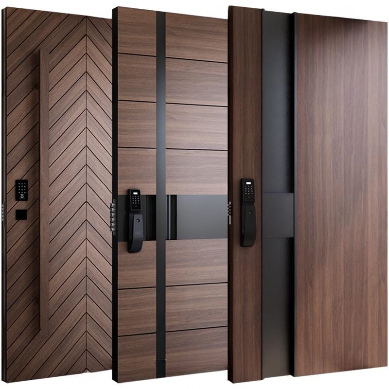 American Standard Black Walnut Solid Wood Exterior Doors External Wooden Pivot Main Door for House Modern Front Entry Doors