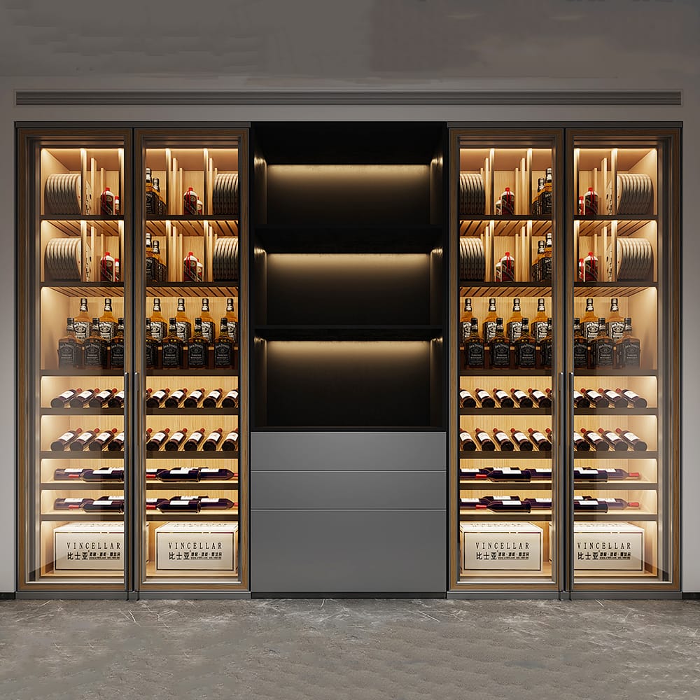 Modern Luxury Living Room Storage Wine Home Bar Cabinet Clear Glass Wine Cellar Display Cooler